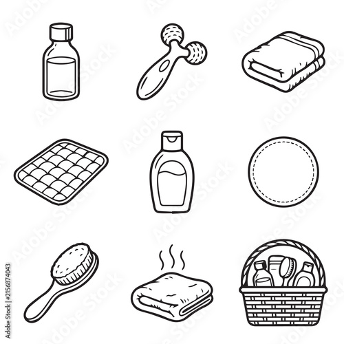Spa and personal care beauty icons with skincare wellness cosmetic treatment