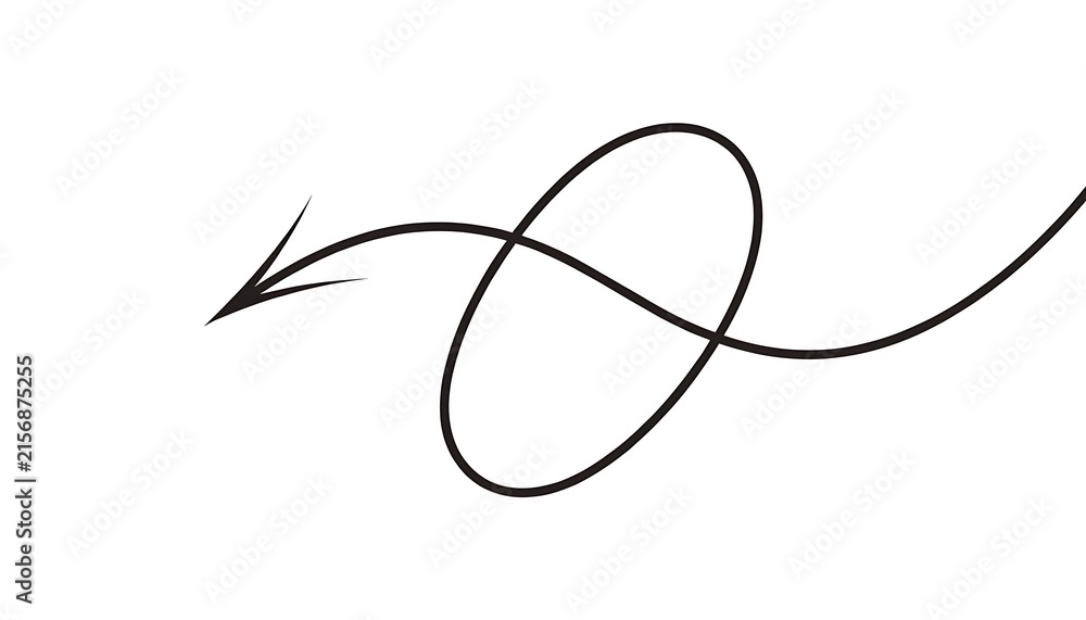 Obraz premium Minimalist hand drawn arrow loop sketch on white background