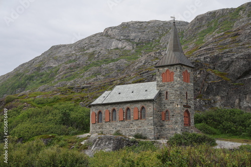 Konstfotografi Oscar II's Chapel in Grense Jakobselv, northern Norway, near the Russian border