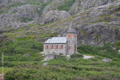 Konstfotografi Oscar II's Chapel in Grense Jakobselv, northern Norway, near the Russian border