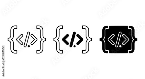 Obraz na płótnie Code Brackets Icons, Programming Syntax Symbols, Web Development Elements, Softw