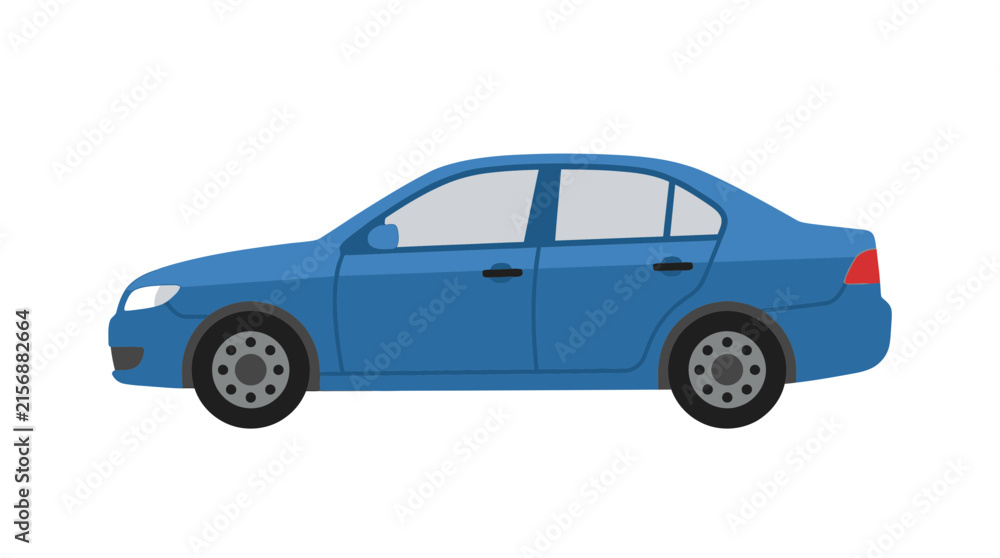 Fototapeta premium Blue Sedan Car Isolated on Transparent Background