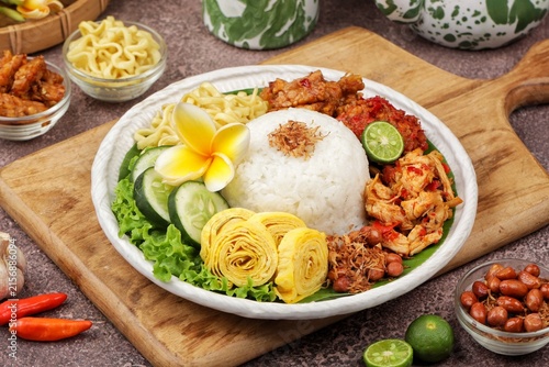 Canvas Print Nasi jinggo is a typical Balinese dish consisting of small portions of white ric