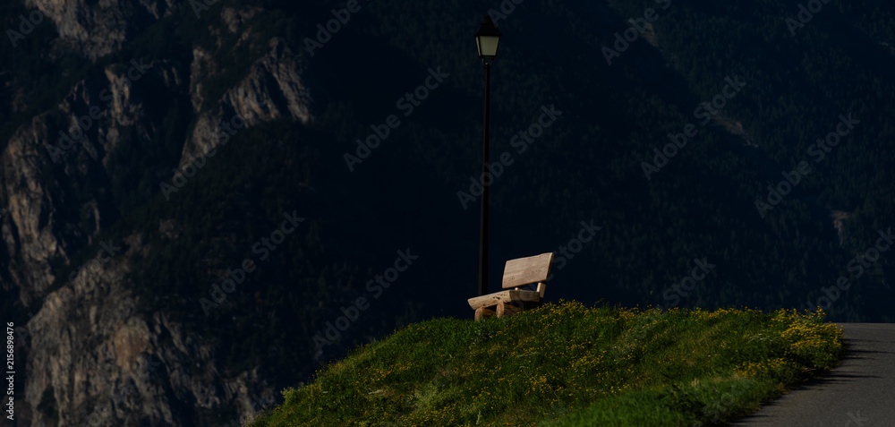 Naklejka premium Idyllic mountain landscape in the Alps with blooming meadows 