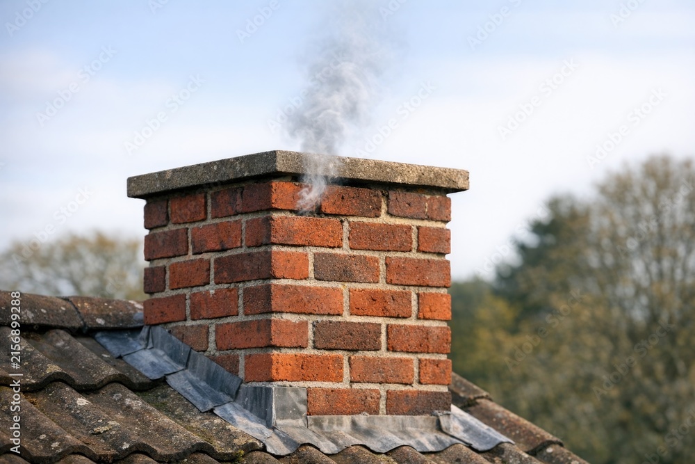 Fototapeta premium A classic chimney with smoke rising from the top