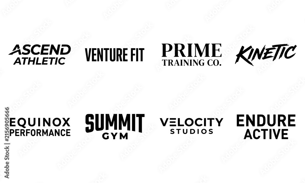 Obraz premium Set of modern fitness and gym logo templates, vector collection of athletic brand identity designs