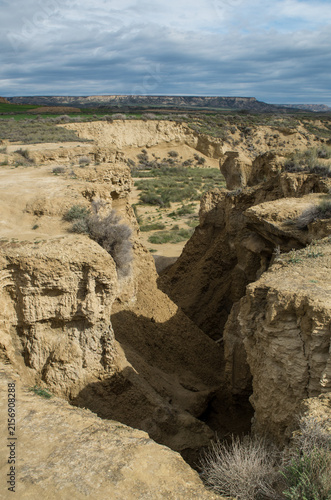 Deep ravine in the semi-desert Bardenas Reales, Spain