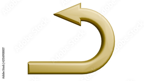 Curved arrow icon in a gold color on a black background.
