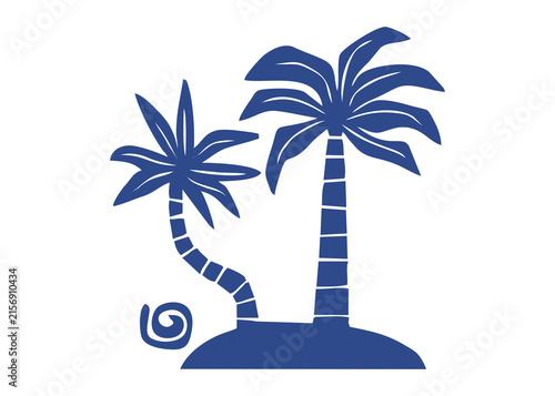 Minimalist Solid Tropical Island Palm Tree Summer Travel Icon PNG