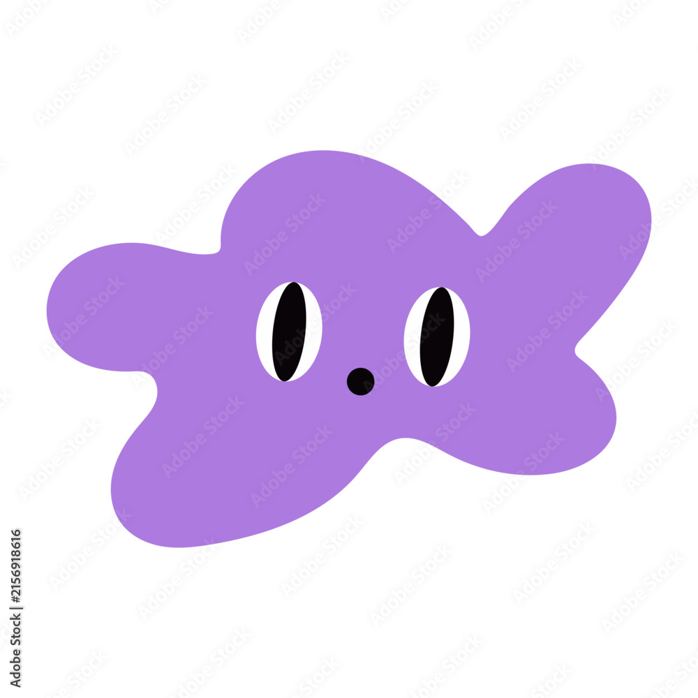Fototapeta premium Cute purple blob monster character with eyes isolated on white background