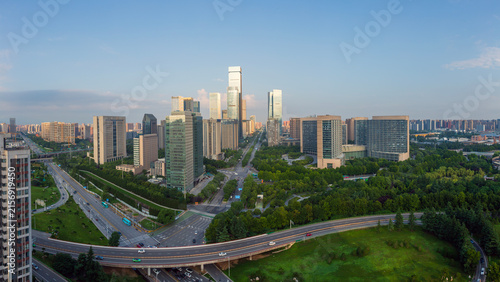 Canvastavla Aerial panoramic view of the CBD and skyline in Xi'an High-tech Zone, China