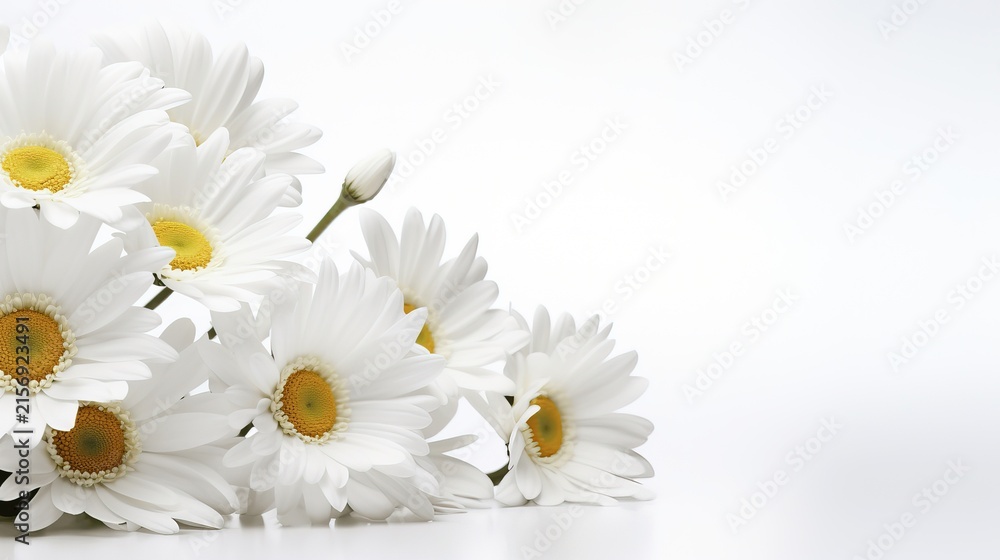 Obraz premium Fresh White Daisies on Soft Background in Minimalist Style
