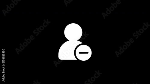 White User Minus Subtract Account Icon Loop Transparent Background Alpha Channel