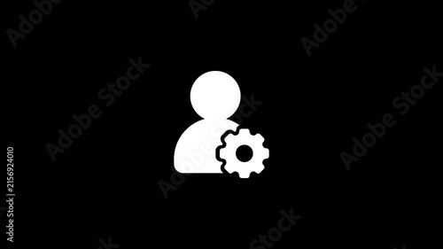 White User Settings Cog Profile Icon Loop Transparent Background Alpha Channel