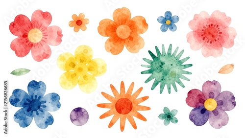 Colorful Watercolor Flower Collection for Design and Craft Projects