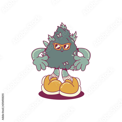 Cute Cartoon groovy marijuana Vector illustration