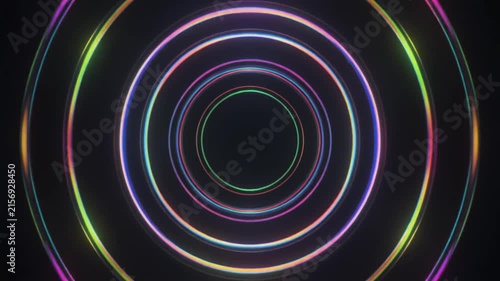 Abstract Iridescent Holographic Rings Motion Loop Video