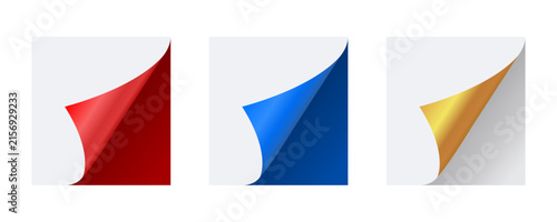 Blank Paper Page Curl Corner Peel Set Vector Illustration