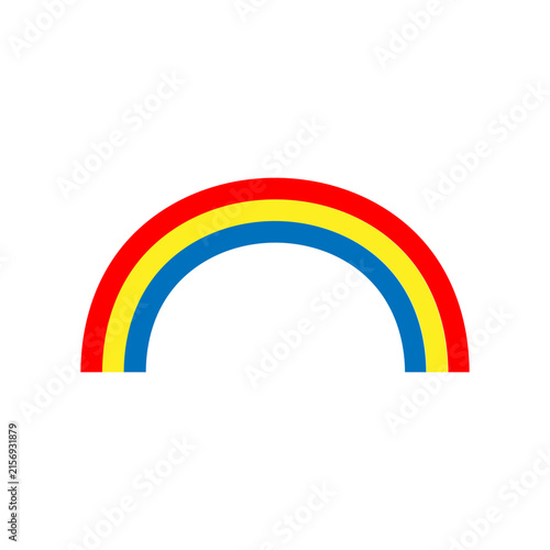 Simple primary colors rainbow icon with red yellow and blue stripes