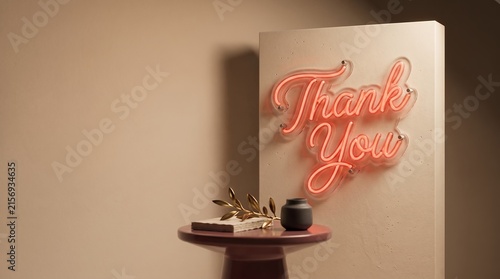 Minimalist Neon Sign Thank You Typography Modern Interior Wall Decoration