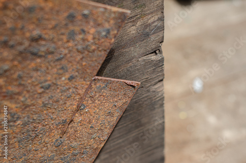 Fotografie Heavily rusted steel plate on board an offshore support vessel