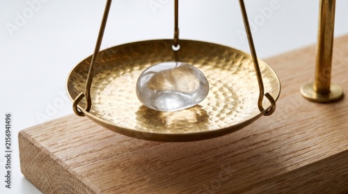 Brass Scale Holding Quartz Crystal For Back To School Education Concept