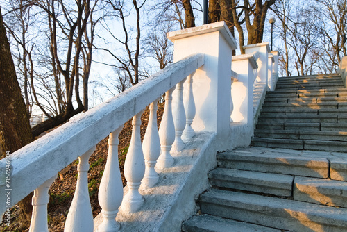 stairs, staircase, street, park, day, white, beautiful, ladder, descent, aesthetics, historical, railings, handrails, columns