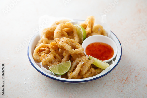 Battered deep fried squid rings