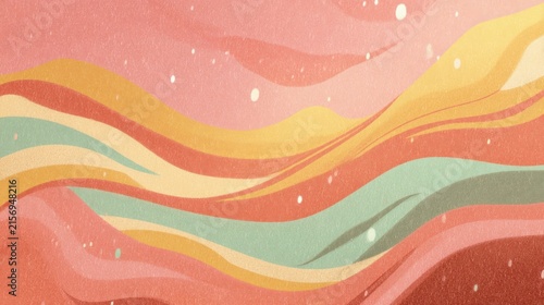 Abstract Modern Wavy Background with Grainy Texture and Organic Flowing Shapes in Pastel Colors