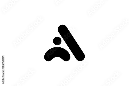 Letter A logo with a person in a flat vector design style.