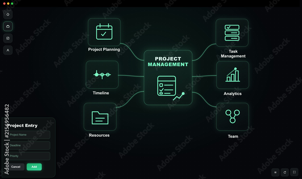 Fototapeta premium Project management dashboard concept with project planning, task management, timeline, resources, team collaboration, and analytics