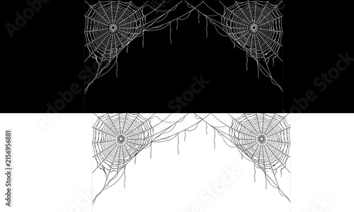 Halloween Cobweb Corner Border Vector Illustration
