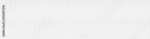 Cuadro en lienzo Panoramic texture of white beveled finger tiles aligned in vertical double stack