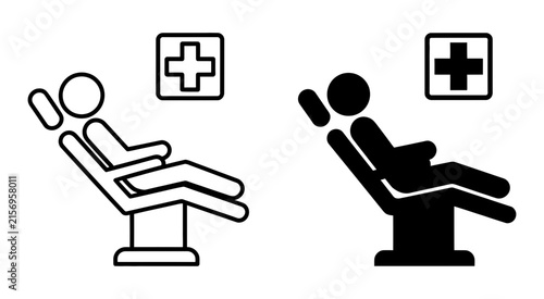 Foto Medical chair with patient icon set vector illustration