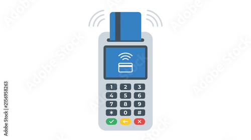 Contactless POS Terminal Machine for Credit Card Wireless Payment Transaction Illustration