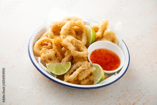 Battered deep fried squid rings