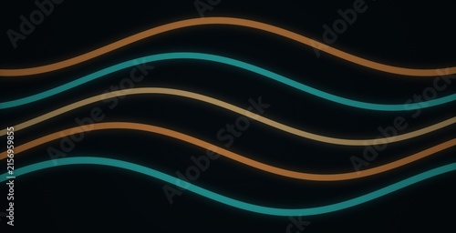 Vibrant neon grain texture with wavy horizontal stripes in turquoise and gold neon stripes wavy lines