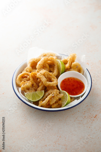 Battered deep fried squid rings