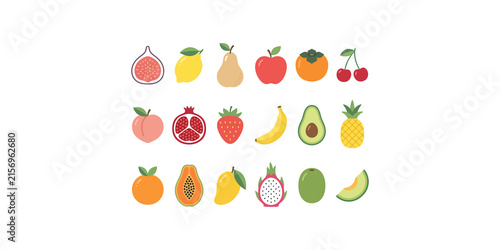 Assorted fresh fruits collection with vibrant colors and healthy organic produce for a delicious diet on transparent background.
