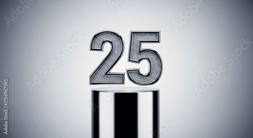 Number 25 Displayed Prominently on a Striped Pedestal.