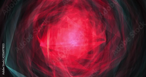 Futuristic sci-fi portal and polygonal vortex with a bright red energy core