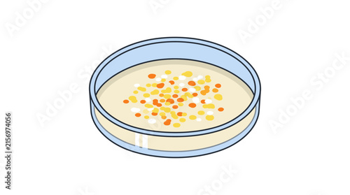 фотографія Petri Dish with Colorful Microorganisms Isolated on Transparent Background