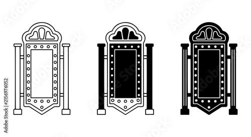Vintage Marquee Sign Vector Icons, Retro Lighted Display Boards, Classic Advertising Panels