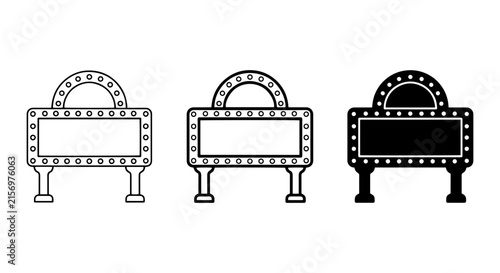Retro Marquee Signs, Vintage Cinema Display, Lighted Showboard Vector Icons