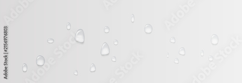 Photography Realistic water drops on a transparent background, condensation on the surface with light reflection and shadow, vector, png, 3D effect