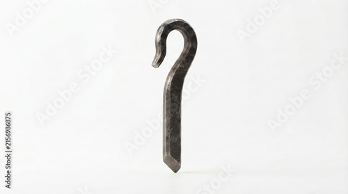 Hand-forged iron hook with pointed stake, blacksmith wrought iron hanging hook, isolated on white background