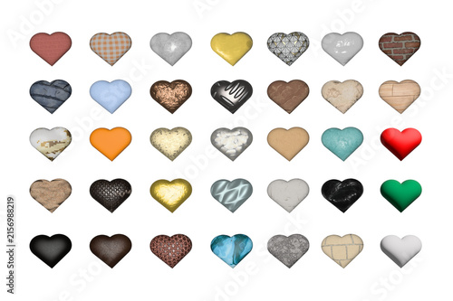 A Diverse Collection of Textured Hearts in Many Patterns