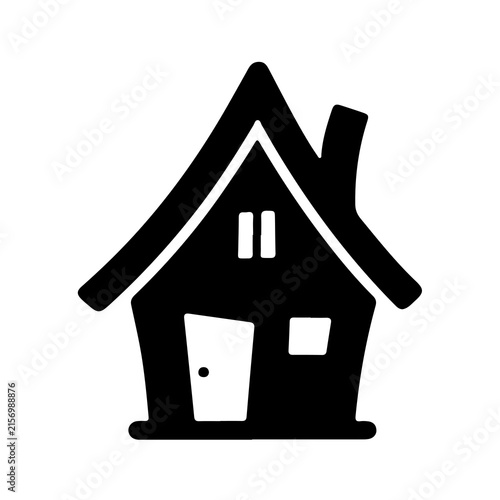Minimalist cottage silhouette real estate logo isolated graphic