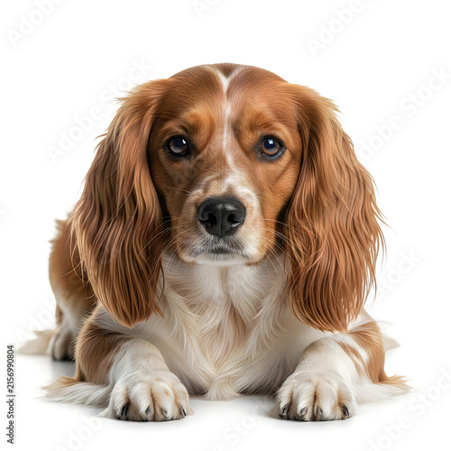 Cute cavalier king charles spaniel sitting and looking up