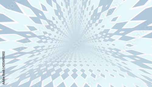Abstract blue and white geometric pattern creating a 3d optical
